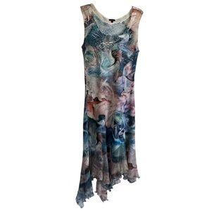 Komarov Sleeveless Scoop Neck Long Dress Asymmetrical Hem Size L